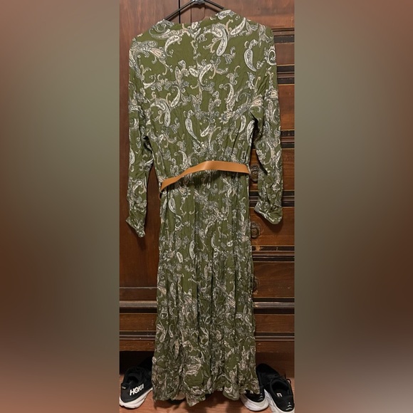 Zara Olive Paisley Long Sleeve Dress - Picture 3 of 6
